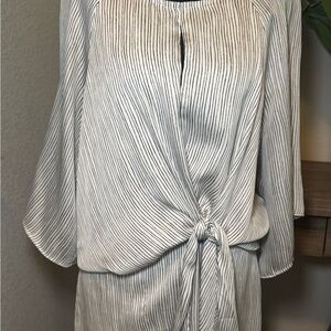 Striped Tie-Front Blouse